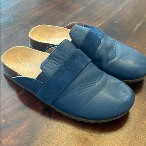 Vionic Navy Leather Mules